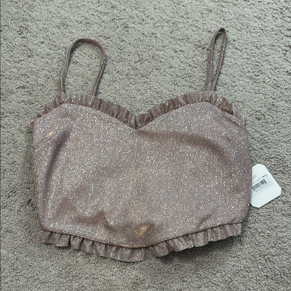 Altar'd State Glittery Tan Tank Top